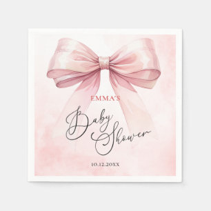 Waterverf Roze Bow Baby shower Servet