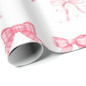 Waterverf Roze Bow Bachelorette Party Cadeaupapier (Rol Hoek)