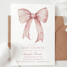 Waterverf Roze Bow Girl Baby shower