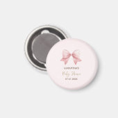 Waterverf Roze Bow Stippen Baby shower Magneet (Voorkant / Achterkant)