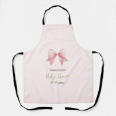 Waterverf Roze Bow Stippen Baby shower Schort (Voorkant)