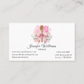 Waterverf Roze Bow Utensil Bakery Visitekaartje (Achterkant)