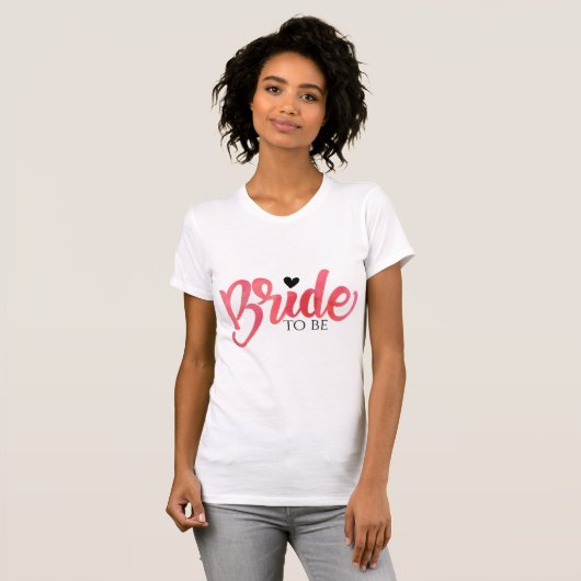 Waterverf roze Bruid wordt bruidsfeest bruiloft T-shirt (Voorkant volledig)