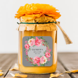 Waterverf Roze Bruilofts Bruiloftsshower Vierkante Sticker