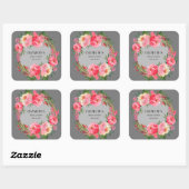 Waterverf Roze Bruiloftsborrel Vierkante Sticker (Vel)