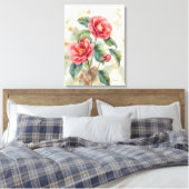 Waterverf Roze Camellia Bloemenschilderij op Canv Canvas Afdruk (Insitu (Slaapkamer))