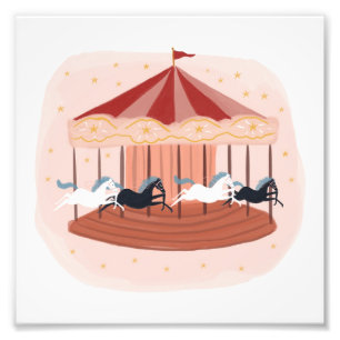 Waterverf roze carrousel Foto afdrukken Afdruk