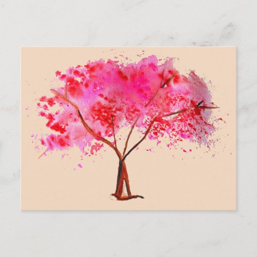 Waterverf roze Cherry Blossom Briefkaart (Voorkant)
