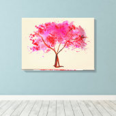 Waterverf roze Cherry Blossom Canvas Afdruk (Insitu (Houten vloer))