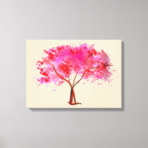 Waterverf roze Cherry Blossom Canvas Afdruk
