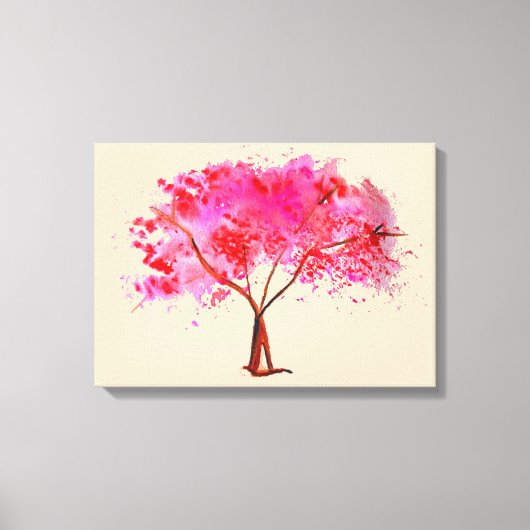 Waterverf roze Cherry Blossom Canvas Afdruk (Voorkant)
