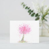 Waterverf Roze Cherry-boom Briefkaart (Staand voorkant)