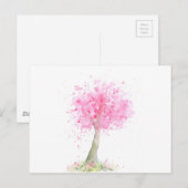 Waterverf Roze Cherry-boom Briefkaart (Voorkant / Achterkant)