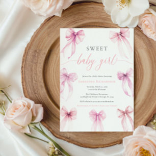 Waterverf Roze Coquette Bows Sweet Baby Girl Kaart