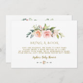 Waterverf Roze Crème Bloemen Breng Een Boek Informatiekaartje (Voorkant / Achterkant)