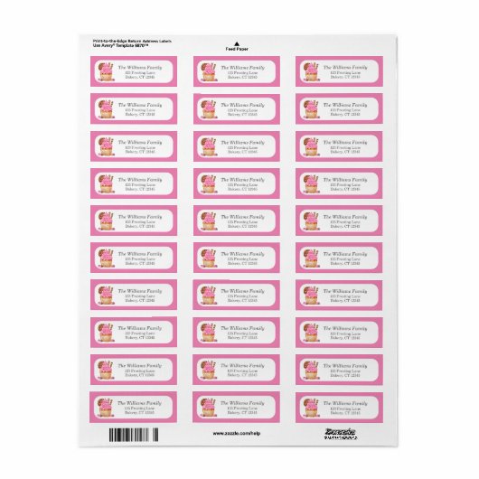 Waterverf roze cupcake met chocola personaliseren etiket (Full Sheet)