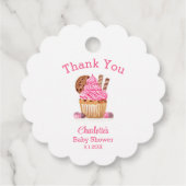 Waterverf roze cupcake met chocolade Baby shower Bedankjes Labels (Achterkant)