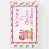 Waterverf Roze Cupcake met Chocolade Baby Welkom Spandoek (Verticaal)