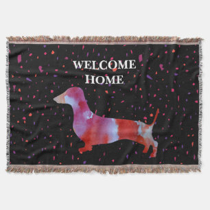 Waterverf roze dachshund deken