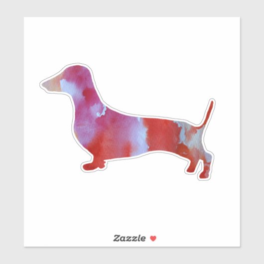 Waterverf roze dachshund sticker (Vel)