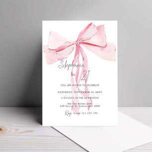 Waterverf Roze Dainty Bow 21e verjaardag Kaart