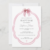 Waterverf Roze Dainty Bow Ribbon doop Kaart (Voorkant)