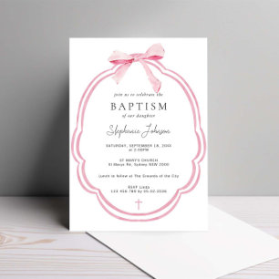 Waterverf Roze Dainty Bow Ribbon doop Kaart
