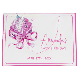 Waterverf Roze Disco Coquette Sweet 16 Verjaardag Groot Cadeauzakje