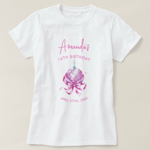 Waterverf Roze Disco Coquette Sweet 16 Verjaardag T-shirt