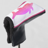 Waterverf roze dolfijn golfheadcover (3/4 voorkant)