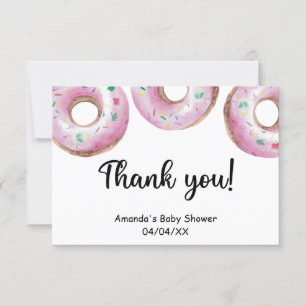 Waterverf roze donuts bedankkaart