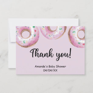 Waterverf roze donuts bedankt kaart