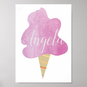 Waterverf Roze Draaikolk Suikerspin Poster