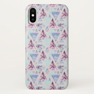 Waterverf roze en blauw palmpatroon iPhone x hoesje