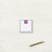 Waterverf roze en blauw palmpatroon post-it® notes (Op bureau)