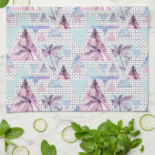 Waterverf roze en blauw palmpatroon theedoek (Gevouwen)