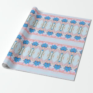 Waterverf Roze en Blauwe Bloemige Ontwerper Cadeau Cadeaupapier