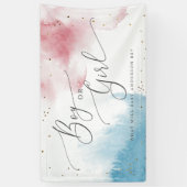 Waterverf Roze en Blauwe Genderpartij Spandoek (Verticaal)