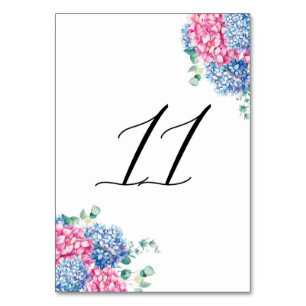 Waterverf Roze en Blauwe Hydrangeas Tabel 11 Kaart