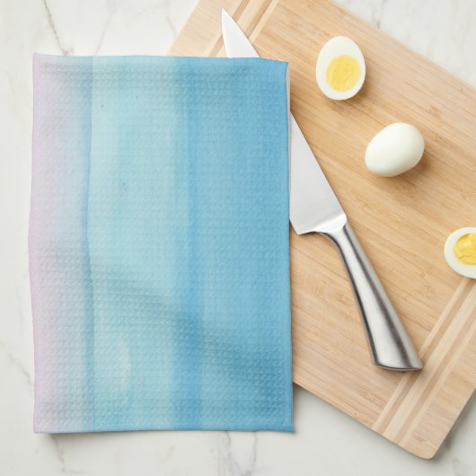 Waterverf Roze en Blauwe Ombre op maat Theedoek (Quarter Fold)