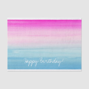 Waterverf Roze en Blue Ombre   Fijne verjaardag Tissuepapier