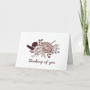 waterverf roze en bordeauxrood Floral Sympathy Car Kaart