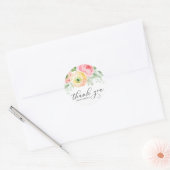 Waterverf Roze en Geel Ranunculus Dank U Ronde Sticker (Envelop)