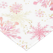 Waterverf Roze en Glitter Winter Snowflakes Korte Tafelloper (Hoek)