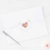 Waterverf Roze en Goud Dank U Ronde Sticker (Envelop)