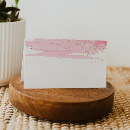 Waterverf Roze en Gouden Buffet Eten Label Kaarten