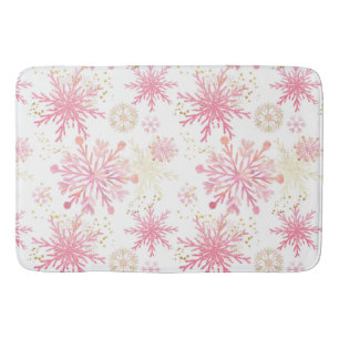 Waterverf Roze en Gouden Glitters Winter Sneeuwvlo Badmat