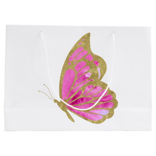 Waterverf Roze en goudvlinder Groot Cadeauzakje (Achterkant)