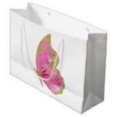 Waterverf Roze en goudvlinder Groot Cadeauzakje (Voorkant Gekanteld)