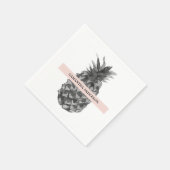 Waterverf Roze en grijze ananas | JOUW NAAM Servet (Hoek)